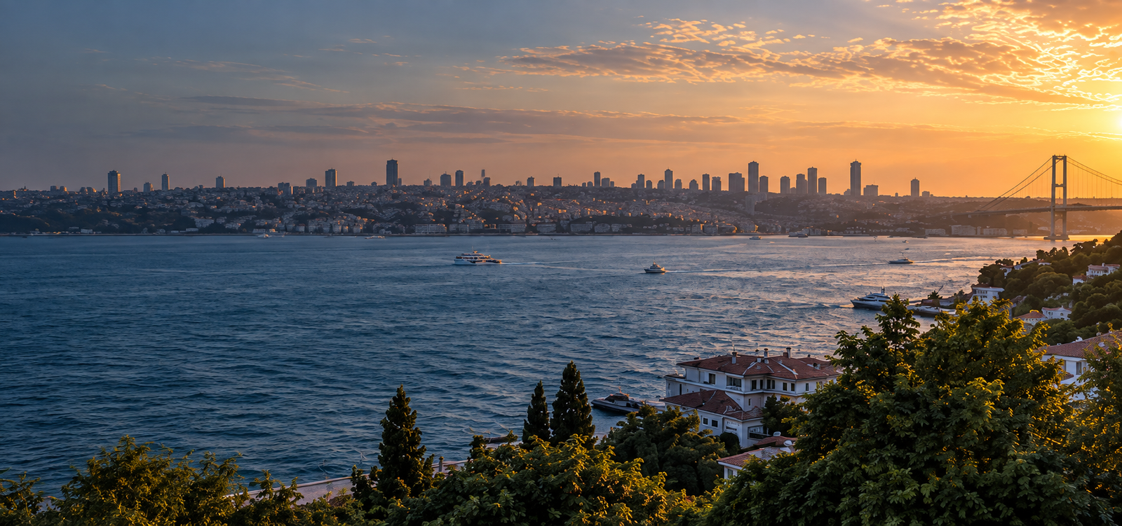 İstanbul Boğazı'nda gün batımı